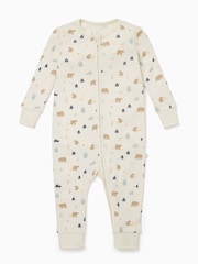 MORI Bear Print Viscose Cotton Blend Zip Up Sleepsuit - Image 3 of 5