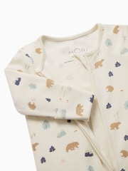 MORI Bear Print Viscose Cotton Blend Zip Up Sleepsuit - Image 4 of 5