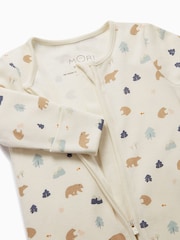 MORI Bear Print Viscose Cotton Blend Zip Up Sleepsuit - Image 5 of 5