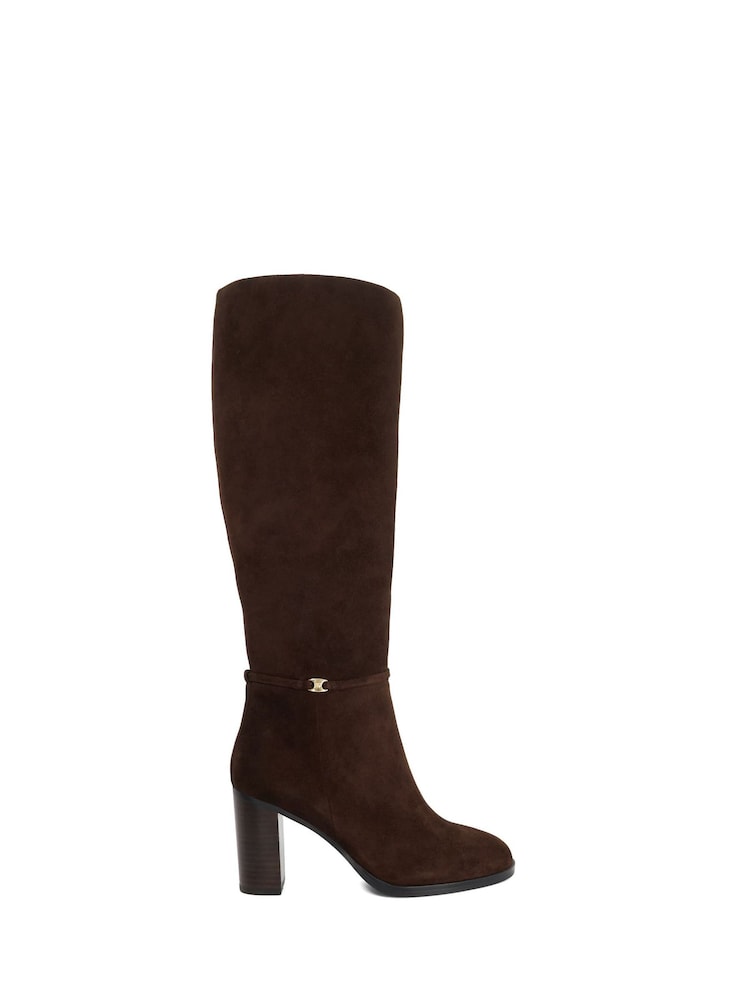 Dune London Brown Wide Fit Starlling Knee High Boots - Image 1 of 5 Dune London Brown Wide Fit Starlling Knee High Boots - Image 1 of 5
