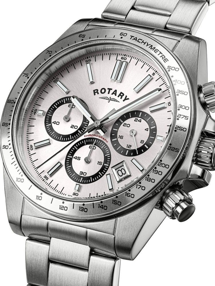 Rotary Silver Chronograph White Dial Stainless Steel Bracelet Watch - Image 2 of 6