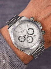 Rotary Silver Chronograph White Dial Stainless Steel Bracelet Watch - Image 3 of 6