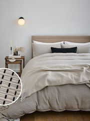 Monochrome Stitch Effect Jacquard Duvet Cover And Pillowcase Set - Image 1 of 5
