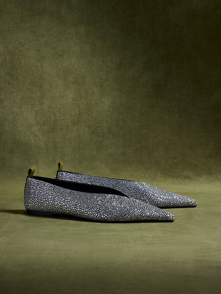 CERENE Silver Delphine Pointed Toe Ballet Flats - Image 2 of 4