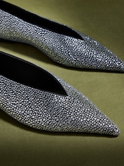 CERENE Silver Delphine Pointed Toe Ballet Flats - Image 3 of 4
