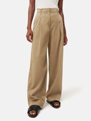 Jigsaw Natural Cotton Pleat Front Trousers - Image 1 of 6