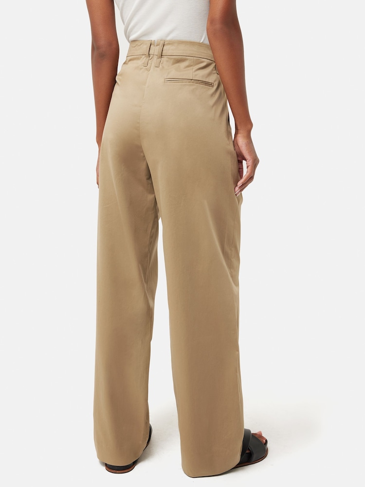 Jigsaw Natural Cotton Pleat Front Trousers - Image 2 of 6