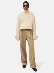 Jigsaw Natural Cotton Pleat Front Trousers - Image 4 of 6