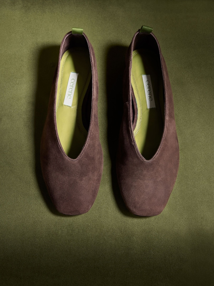 CERENE Chocolate Brown Suede Mila Ballet Flats - Image 1 of 5