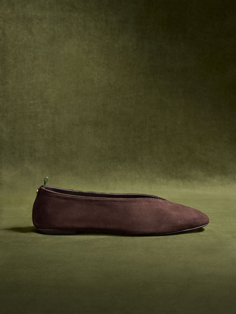 CERENE Chocolate Brown Suede Mila Ballet Flats - Image 2 of 5