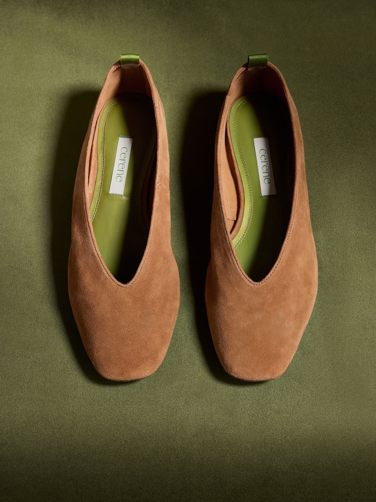 CERENE Ochre Suede Mila Ballet Flats - Image 1 of 5