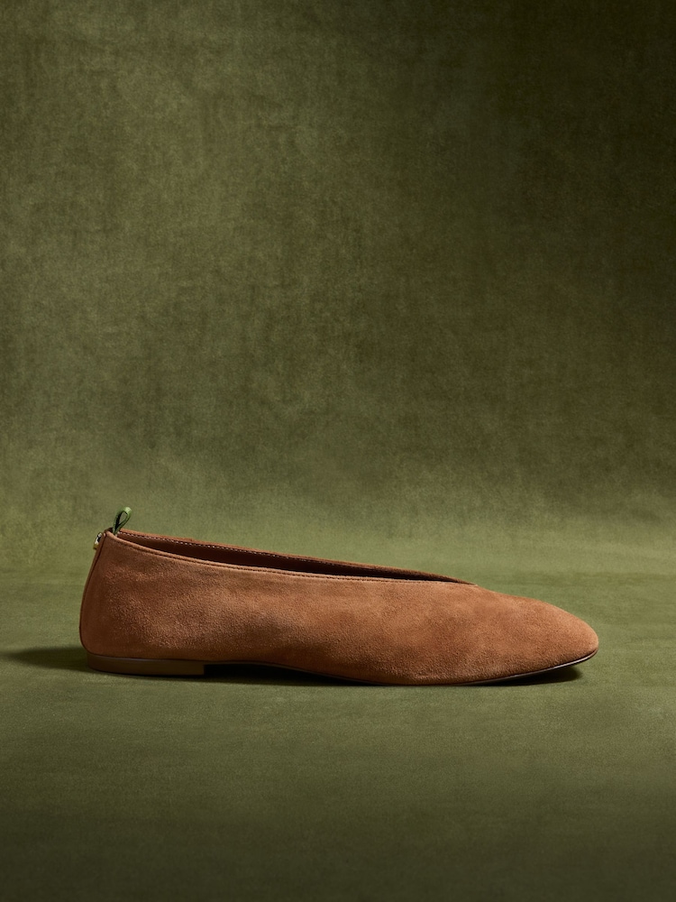 CERENE Ochre Suede Mila Ballet Flats - Image 2 of 5