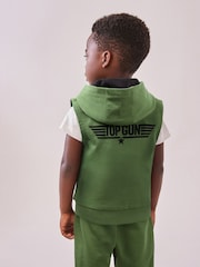 Khaki Green Top Gun Hooded 100% Cotton Gilet and Shorts Set (3mths-8yrs) - Image 2 of 8