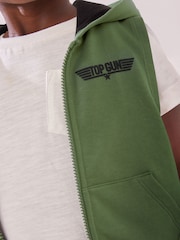 Khaki Green Top Gun Hooded 100% Cotton Gilet and Shorts Set (3mths-8yrs) - Image 4 of 8