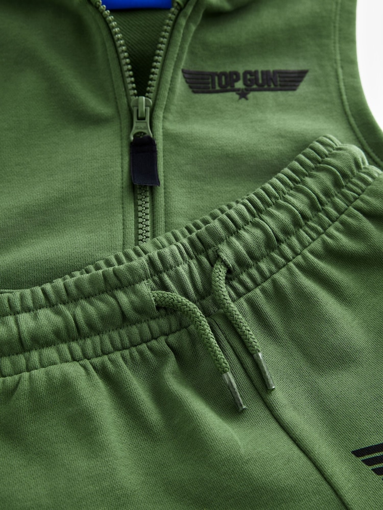 Khaki Green Top Gun Hooded 100% Cotton Gilet and Shorts Set (3mths-8yrs) - Image 8 of 8
