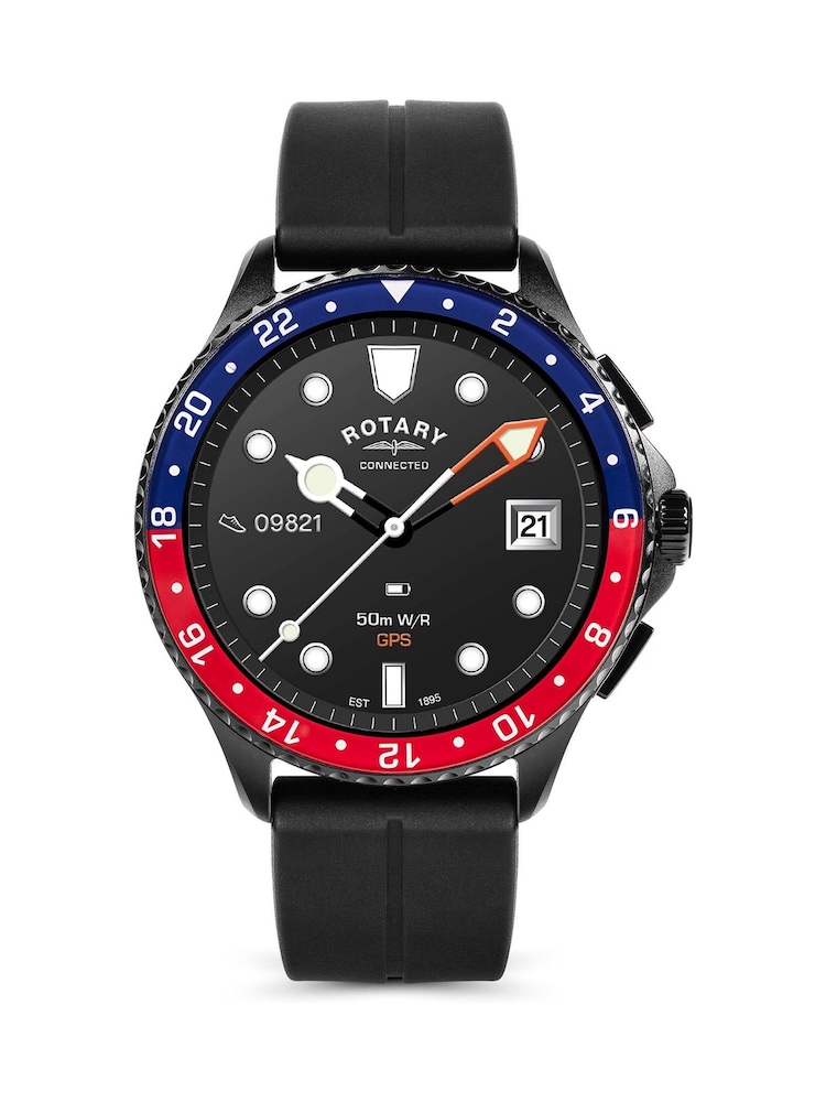 Rotary Black AMOLED GPS Silicone Strap Calling Smart Watch - Image 1 of 8