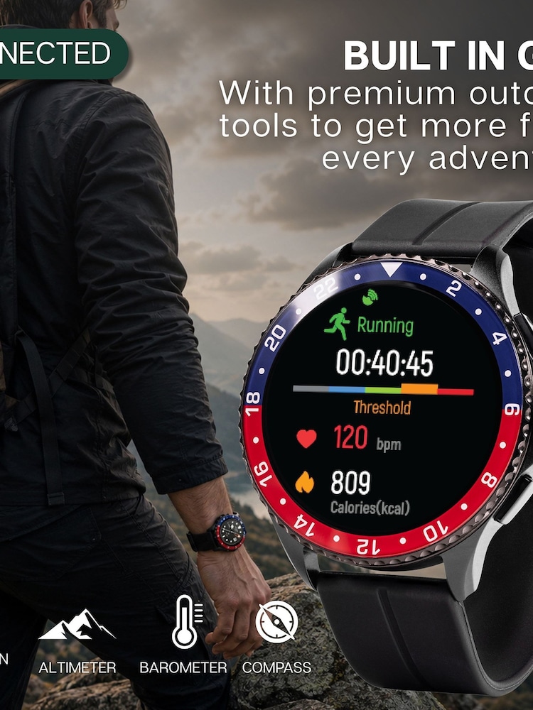 Rotary Black AMOLED GPS Silicone Strap Calling Smart Watch - Image 2 of 8