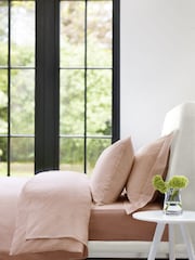 Jasper Conran London Pink Deep Fitted 100% Cotton 300 Thread Sheet - Image 1 of 3