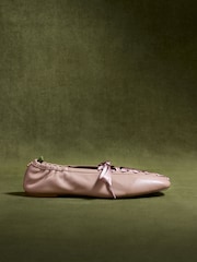 CERENE Pink Leather Arlo Lace Up Ballet Flats - Image 2 of 5