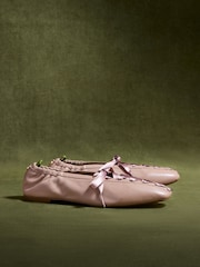 CERENE Pink Leather Arlo Lace Up Ballet Flats - Image 3 of 5