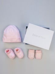 Emile et Rose Pink 100% Cotton Hat, Booties And Mitts Gift Set - Image 1 of 2