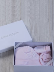 Emile et Rose Pink 100% Cotton Hat, Booties And Mitts Gift Set - Image 2 of 2