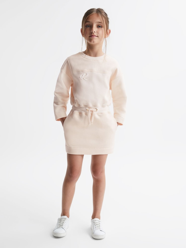 Reiss Pink Posie Sparkle Crew Neck Drawstring Dress - Image 1 of 6 Reiss Pink Posie Sparkle Crew Neck Drawstring Dress - Image 1 of 6