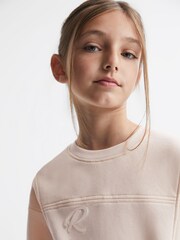 Reiss Pink Posie Sparkle Crew Neck Drawstring Dress - Image 4 of 6