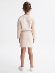 Reiss Pink Posie Sparkle Crew Neck Drawstring Dress - Image 5 of 6