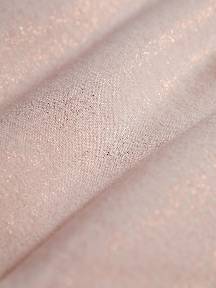 Reiss Pink Posie Sparkle Crew Neck Drawstring Dress - Image 6 of 6