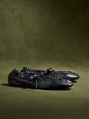 CERENE Black Leather Arlo Lace Up Ballet Flats - Image 3 of 5