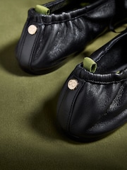 CERENE Black Leather Arlo Lace Up Ballet Flats - Image 5 of 5