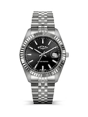 Rotary Silver Black Dial Stainless Steel Bracelet Watch - Image 1 of 6