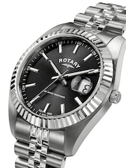 Rotary Silver Black Dial Stainless Steel Bracelet Watch - Image 2 of 6