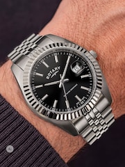 Rotary Silver Black Dial Stainless Steel Bracelet Watch - Image 3 of 6
