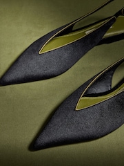 CERENE Black Velvet Camille Pointed Toe Sling Back Flats - Image 4 of 5