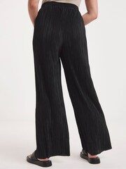 Simply Be Black Plissé Wide Leg Trousers - Image 2 of 4