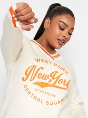 Yours Curve White 'New York' Varsity Sweatshirt - Image 4 of 4
