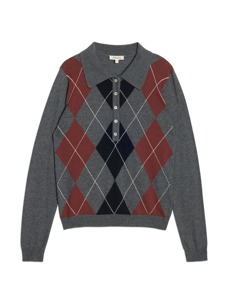 Albaray Grey Argyll Jumper - Image 5 of 5 Albaray Grey Argyll Jumper - Image 5 of 5