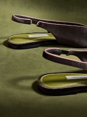 CERENE Chocolate Brown Velvet Camille Pointed Toe Sling Back Flats - Image 5 of 5