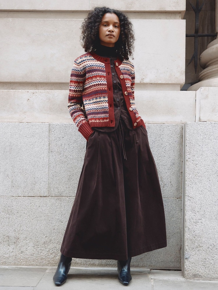 Albaray Brown Baby Cord Culottes - Image 1 of 5 Albaray Brown Baby Cord Culottes - Image 1 of 5