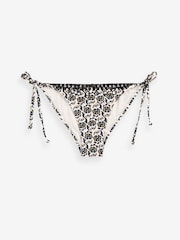 Black/Ecru Foil Woodblock Charm Tie Side Bikini Bottoms - Image 7 of 7