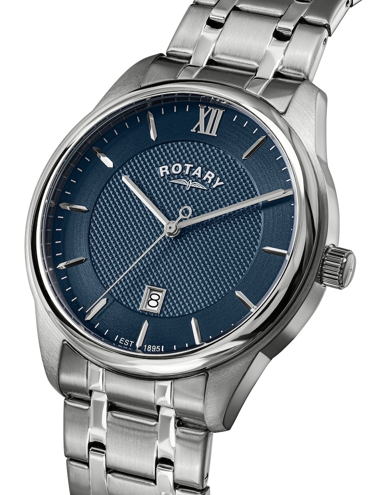 Rotary Silver Blue Dial Stainless Steel Bracelet Watch With Card Holder - Image 2 of 6 Rotary Silver Blue Dial Stainless Steel Bracelet Watch With Card Holder - Image 2 of 6