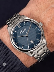 Rotary Silver Blue Dial Stainless Steel Bracelet Watch With Card Holder - Image 4 of 6