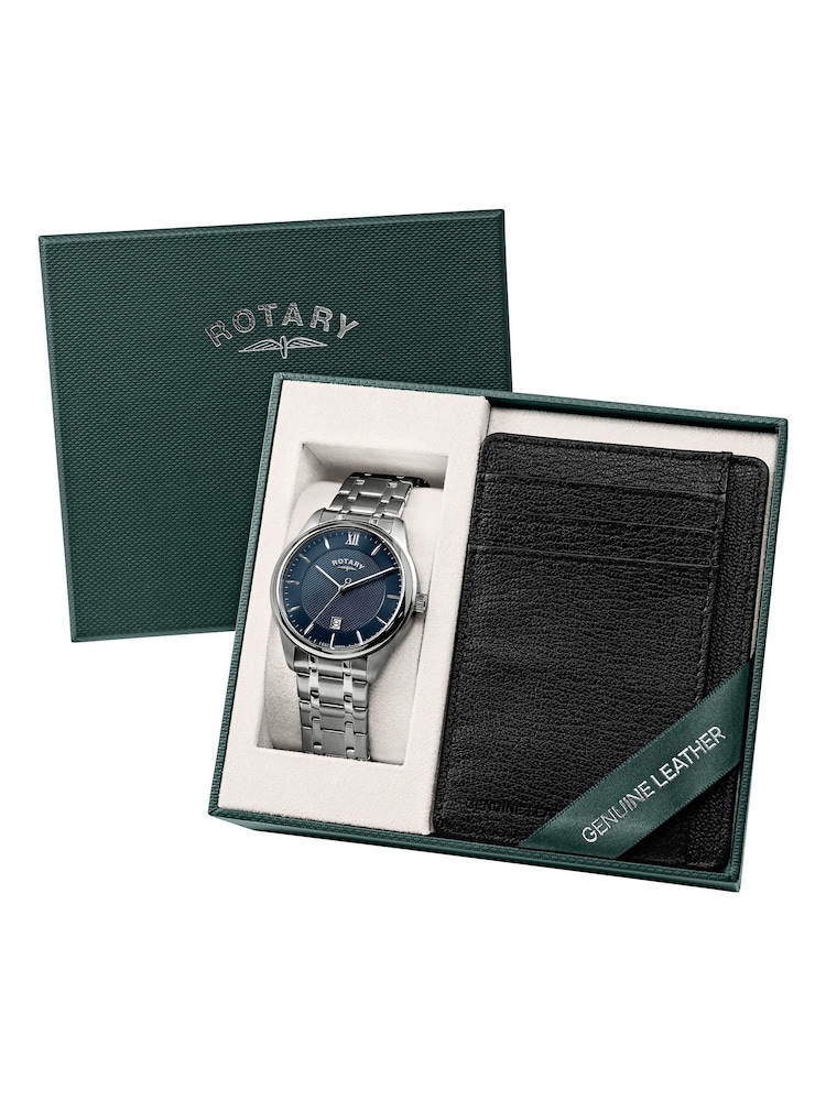 Rotary Silver Blue Dial Stainless Steel Bracelet Watch With Card Holder - Image 6 of 6 Rotary Silver Blue Dial Stainless Steel Bracelet Watch With Card Holder - Image 6 of 6