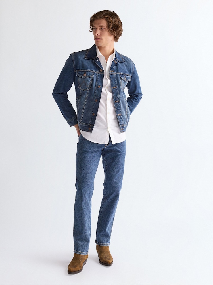 Wrangler Mid Blue Texas Arm Strong Straight Jeans - Image 1 of 5