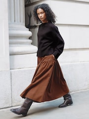 Albaray Brown Baby Cord Drop Waist Midi Skirt - Image 1 of 6