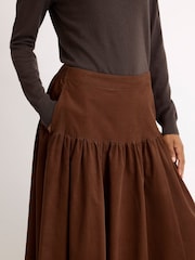 Albaray Brown Baby Cord Drop Waist Midi Skirt - Image 3 of 6