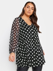 Yours Curve Black/White Abstract Print Mesh Swing Top - Image 1 of 4