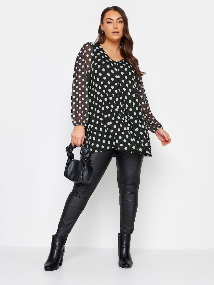 Yours Curve Black/White Abstract Print Mesh Swing Top - Image 2 of 4